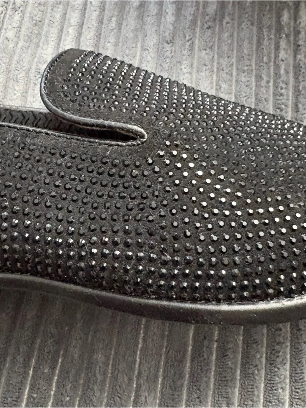 Men's Black Crystal-Stud Slip-On Loafers - Picture 4 of 7